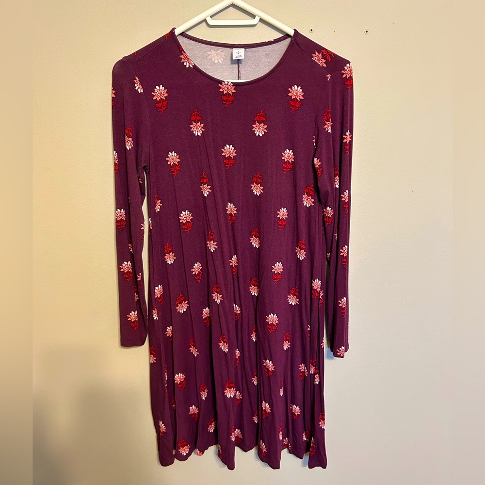 Old Navy Maroon Floral Casual Dress